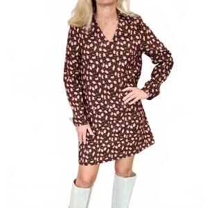 NEW JADE split neck collar dress in pink petals